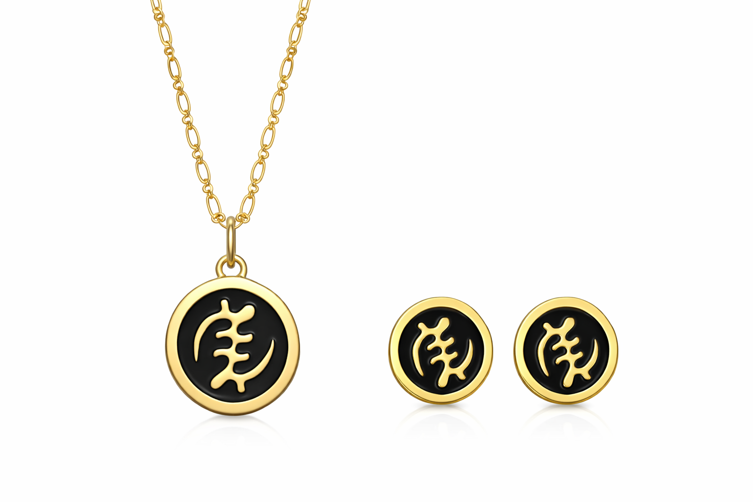 Collier & Boucles “Héritage Akan” – Symbole Adinkra